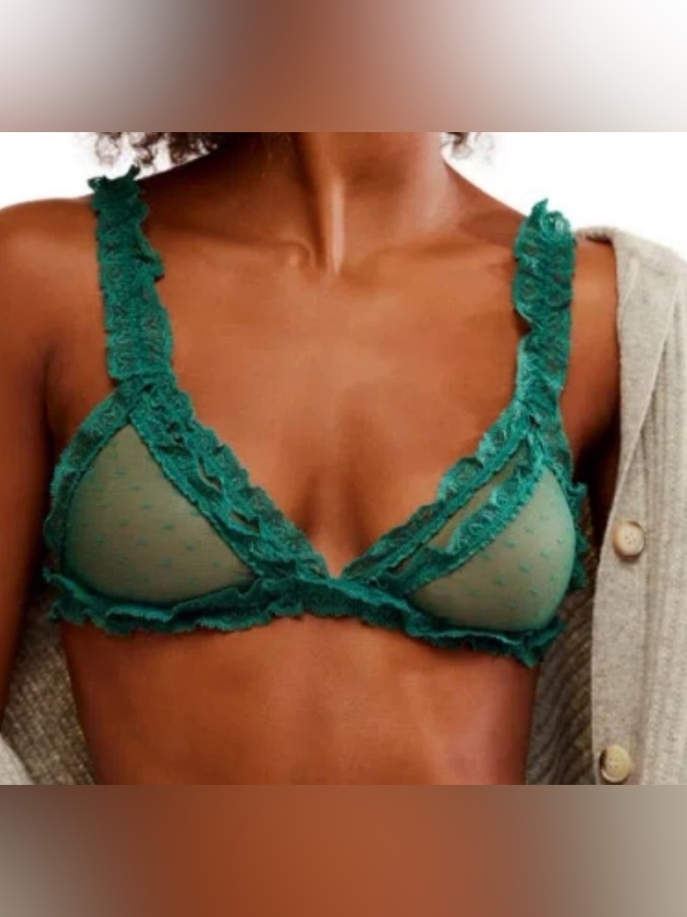 Free People Heart To Heart Bralette in Pine Forest Size XS NWT